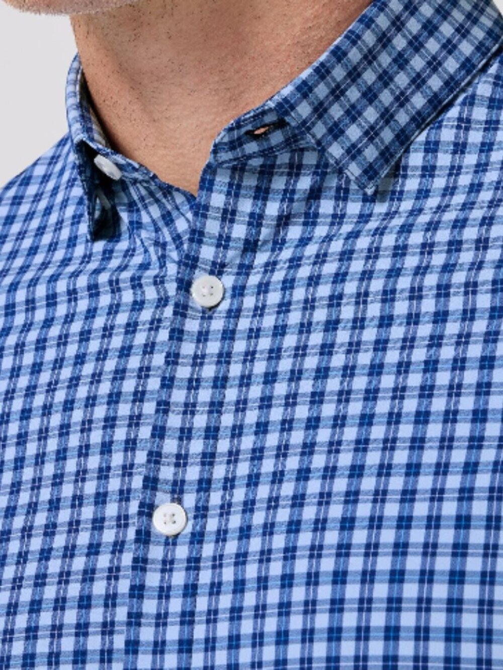 Mizzen Main Leeward Cobalt Ben Plaid No Tuck Dress Shirt NWOT - Picture 4 of 9